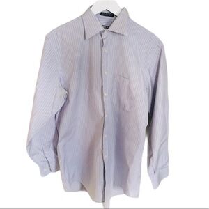 KIRKLAND SIGNATURE Non Iron Button Down Shirt With Long Sleeves Blue Size 16-33